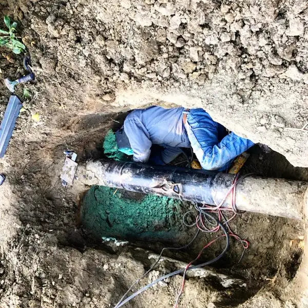 Soldador de tuberías trabajando en duras condiciones.